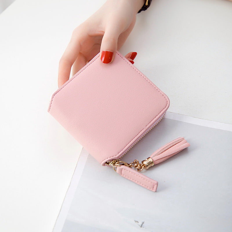 Petit portefeuille carré en cuir grainé