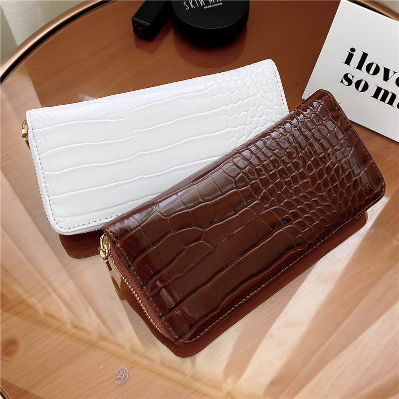Portefeuille en cuir imitation peau de crocodile