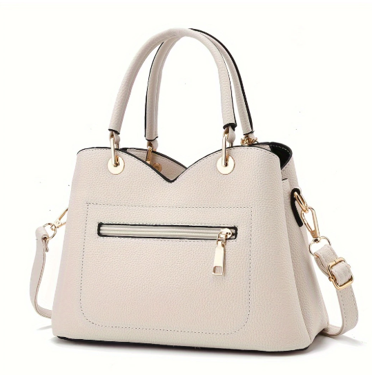 Sac à main chic en cuir grainé superposé et charmes décoratifs