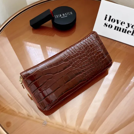 Portefeuille en cuir imitation peau de crocodile