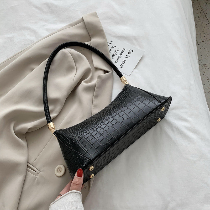 Sac épaule en cuir texturé style baguette