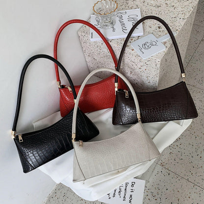 Sac épaule en cuir texturé style baguette