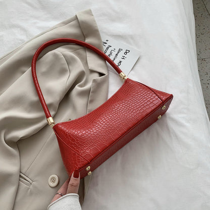 Sac épaule en cuir texturé style baguette