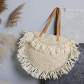 Sac d'épaule en fibre naturelle avec franges