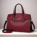 Sac à main en cuir grainé bordeaux