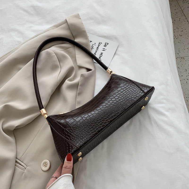 Sac épaule en cuir texturé style baguette