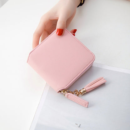 Petit portefeuille carré en cuir grainé