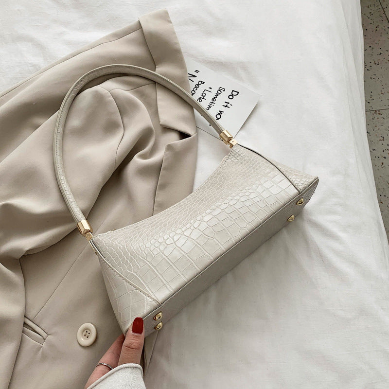 Sac épaule en cuir texturé style baguette