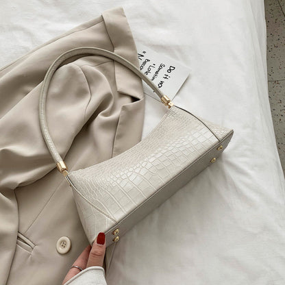 Sac épaule en cuir texturé style baguette