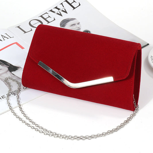 Pochette de soirée en suédine rouge