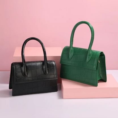 Petit sac à main élégant en cuir texturé avec mono anse et bandoulière amovible