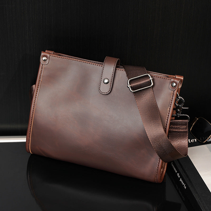 Sac à bandoulière rétro homme en cuir marron