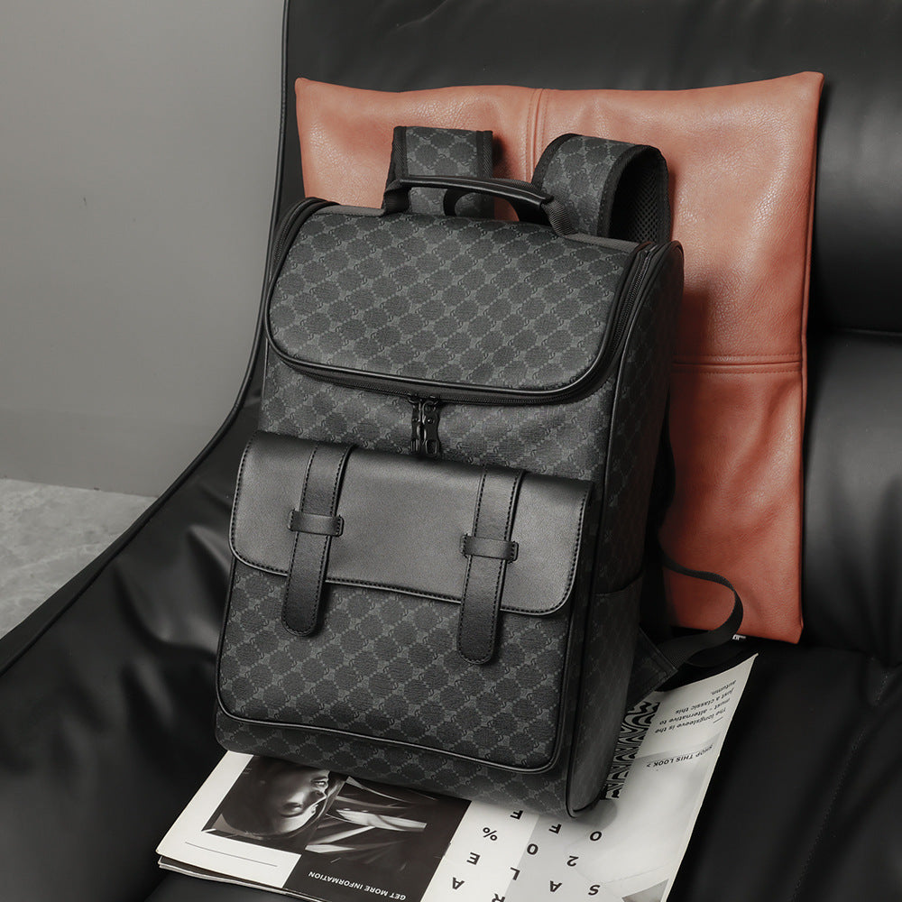 Sac à dos en cuir noir à motifs
